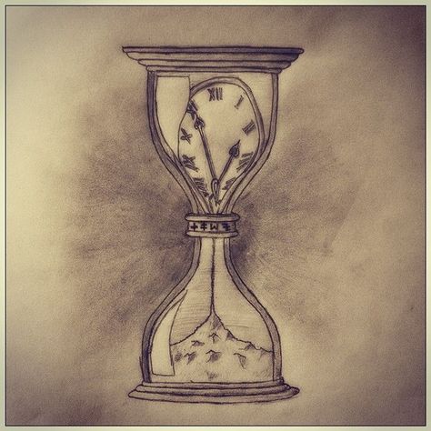 Melting Clock Tattoo, Clock Tattoo Ideas, Time Clock Tattoo, Hourglass Drawing, Clock Drawings, Melting Clock, Hourglass Tattoo, Sand Clock, Hourglasses