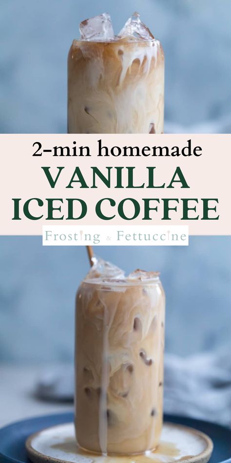 Iced Coffee Creamer Recipe, Bulk Iced Coffee Recipe, Blonde Roast Iced Coffee Recipes, Coffee Recipes With Vanilla Syrup, Vanilla Cold Coffee Recipes, Homemade Starbucks Drinks Iced Coffee, Simple Cold Coffee Recipes, How To Make Blended Coffee At Home, Basic Coffee Recipes