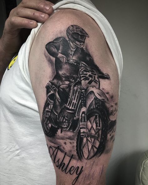 Motocross Tattoo Ideas, Motocross Tattoo, Dirt Bike Tattoo, Harley Tattoos, Backpiece Tattoo, Helmet Tattoo, Motorcycle Tattoos, Bike Tattoos, Biker Tattoos