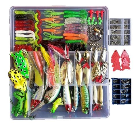 275pcs Fishing Lure Set Including Frog Lures Soft Fishing Lure Hard Metal Lure VIB Rattle Crank Popper Minnow Pencil Metal Jig Hook for Trout Bass Salmon with Free Tackle Box Best Bass Lures, Best Fishing Lures, Fishing Umbrella, Fishing Spoons, Topwater Lures, Bass Lures, Fishing Kit, Fishing Tackle Box, Coupon Template