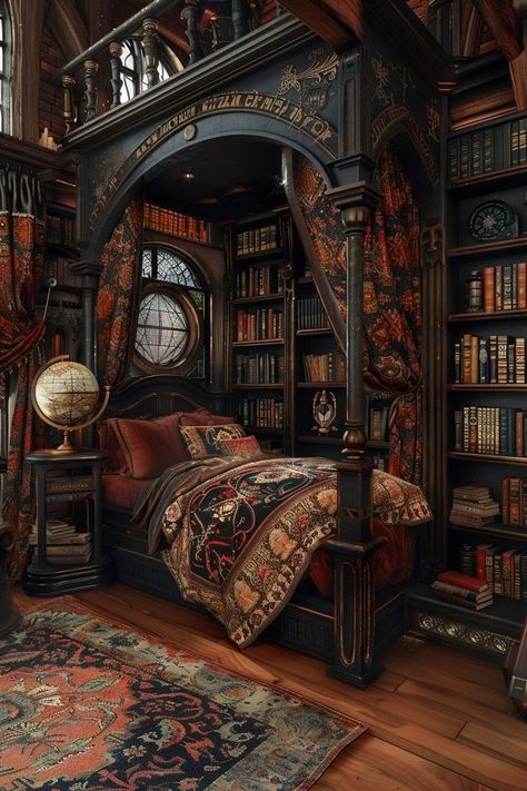 Wizard House Aesthetic, Wizard Tower Interior, Wizard Room Aesthetic, Hogwarts Room Aesthetic, Fantasy Estate, Dublin Autumn, Wizard Bedroom, Harry Potter Room Ideas, Wizard Study