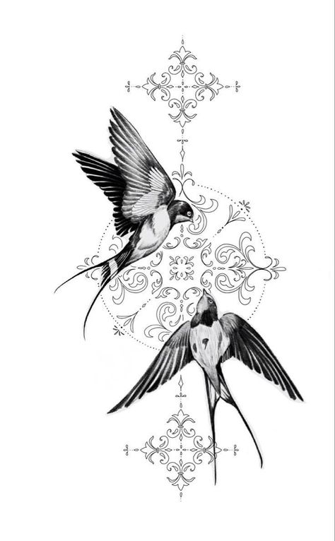 Sparrow Flying Tattoo, 3d Wall Art Sculpture, Americana Tattoo, Persian Art Painting, Inspiration Tattoos, Back Of Shoulder Tattoo, Sketch Tattoo Design, Desenho Tattoo, Feminine Tattoos