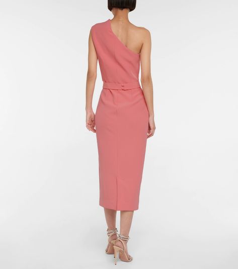 Safiyaa - Juana one-shoulder midi dress | Mytheresa Pink One-shoulder Midi Dress For Evening, Pink Fitted One-shoulder Midi Dress, Chic Pink One-shoulder Midi Dress, Pink One-shoulder Asymmetrical Chic Dress, Pink Ruched One-shoulder Dress With Asymmetrical Neckline, Jacquemus Dress, Scalloped Neckline, One Shoulder Midi Dress, Belt Shop