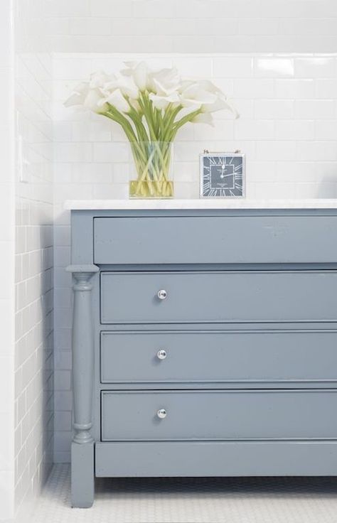 Cabinet painted in the color Eclipse from Benjamin Moore. 16 of the best furniture paint colors. Painted Furniture Cabinets, Blue Gray Paint Colors, Blue Gray Paint, Painted Furniture Colors, Trending Paint Colors, Cabinet Paint Colors, Blue Paint Colors, Best Paint Colors, Master Bed