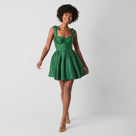 Johnny Wujek for JCPenney Womens Juniors Sleeveless Fit + Flare Dress, Color: Hunter - JCPenney Semi Formal College Dresses, Dark Green Semi Formal Dress, Semi Formal Green Dress, Dark Green Dress Short, Heels Accessories, Short Green Dress, Fall Bridesmaid Dresses, Flare Dresses, Semi Formal Dress