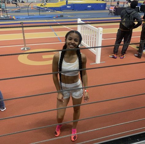 Hairstyles For Track And Field, Track And Field Hairstyles Black, Track Hairstyles Sports Running Black, Track Hairstyles Black, Track Meet Hair, Track Aesthetic Black Women, Track Nails, Track Black Women, Track Meet Hairstyles