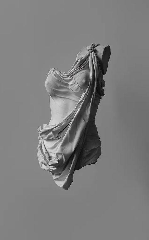 Full Color Image in ai-img-gen.com 🔸 A black and white photo of an ancient Greek marble sculpture, showing the torso with draped fabric a... 🔸 From Midjourney AI Image Sculptures Aesthetic, Feminin Tattoos, Atlas Sculpture, Angel Sculpture Art, White Sculpture, Woman Sculpture, Body Sculpture, Ancient Greek Sculpture, Statue Tattoo