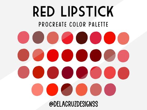 Colour Palette Red, Procreate Colour Palette, Procreate Swatches, Color Palette For Procreate, Red Color Palette, Procreate Ideas, Procreate Color Palette, Color Palette Challenge, Art Palette