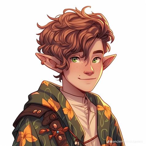 Druid Art Male, Dnd Gnome Male, Half Elf Male Character Design, Halfling Character Art Male, Dnd Halfling Male, Dnd Elf Character Design, Dnd Character Art Male, Male Elf Art, Halfling Character Art