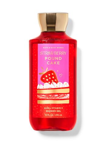 Strawberry Pound Cake Shower Gel | Bath & Body Works Pond Cake, Hair Gummies, Strawberry Pound Cake, Bath And Shower Products, Bath N Body Works, Pound Cake With Strawberries, Bath And Bodyworks, Gentle Cleanser, Moisturizing Body Wash