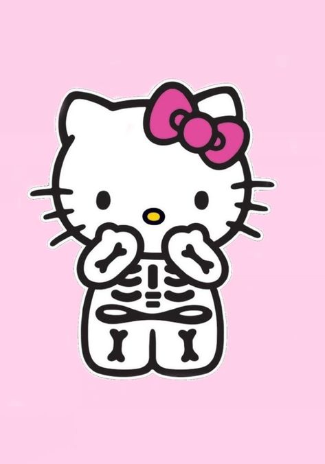 Halloween 🎃 Pink Halloween Hello Kitty, Hello Kitty Halloween Widgets, Hello Kitty Halloween Pfp, Ghostface Hello Kitty, Cute Characters Cartoon, Bouquet Toppers, Spooky Hello Kitty, Coquette Hello Kitty, Hello Kitty Skeleton