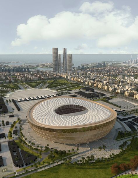 Fifa World Cup Stadium, Qatar World Cup Stadiums, Qatar Stadium, Lusail Qatar, Lusail Stadium, World Cup Stadiums, Stadium Architecture, Stadium Design, Soccer Stadium