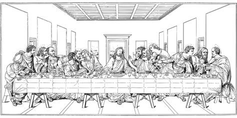 Last Supper Jesus Line Art - Free vector graphic on Pixabay The Last Supper Tattoo, Last Supper Art, The Last Supper Painting, Jesus Last Supper, Lords Supper, Heaven Tattoos, Last Dinner, Jesus Drawings, Jesus Tattoo