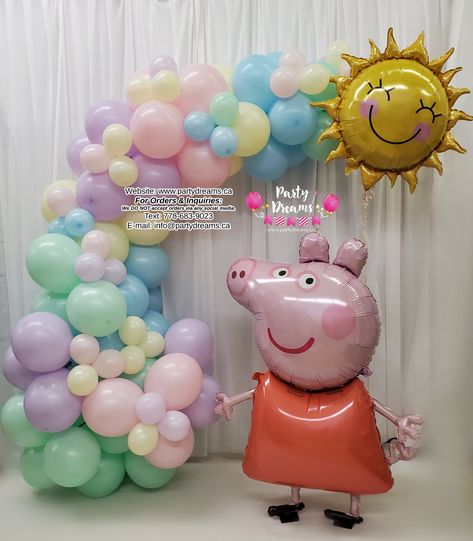 Peppa Balloon Decoration, Peppa Pig Balloon Decoration, Peppa Pig Birthday Decor, Peppa Birthday, Peppa Pig Balloons, Peppa Pig Birthday Party Decorations, Pig Balloon, Peppa Party, Balloon Bouquet Delivery