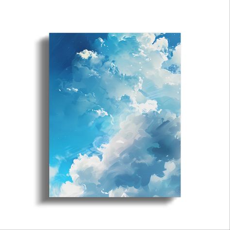 Feeling like your home decor is about as exciting as watching paint dry (seriously, who even does that anymore?) Dreaming of a calming escape that's both beautiful AND kind to the planet? Introducing the Serene Blue Cloud Canvas Art - Eco-Friendly Matte Canvas! This dreamy piece isn't just wall art, it's a portal to a world of fluffy white clouds and endless blue skies, the perfect antidote to everyday stress. Imagine a gentle breeze carrying your worries away, replaced by the tranquility of... Fluffy Cloud Painting, Dreamy Cloud Painting, Cloud Canvas Art, Blue Cloudy Sky, Cloudy Blue Sky, Cloud Canvas, Blue Sky White Clouds, Blue Clouds, White Clouds