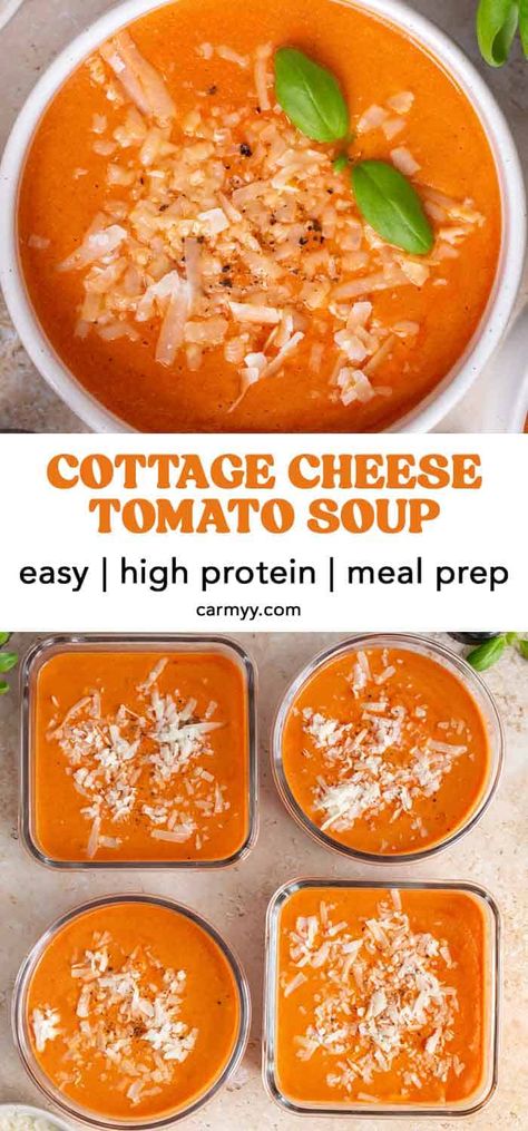 Soup With Cottage Cheese, Cottage Cheese Tomato, Soup Benefits, Healthy Tomato Soup, Cozy Soup, Cheese Tomato, Tomato Soup, Cottage Cheese, High Protein