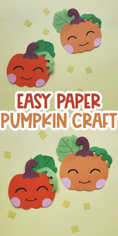 This pumpkin paper craft is a great fall activity for kids. Follow the instructions to make your own using our printable template! It's easy, fun, and will look super cute on your windows or walls this Halloween or Thanksgiving. #papercrafts #funactivityforkids Pumkin Ideas For Kids Crafts, Cute Pumpkin Craft, Decorate A Pumpkin Paper Craft, Easy Fall Paper Crafts, Construction Paper Fall Crafts, Pumpkin Paper Crafts For Kids, Pumpkin Construction Paper Crafts, Paper Pumpkin Decorating Ideas For Kids, Fall Construction Paper Crafts For Kids