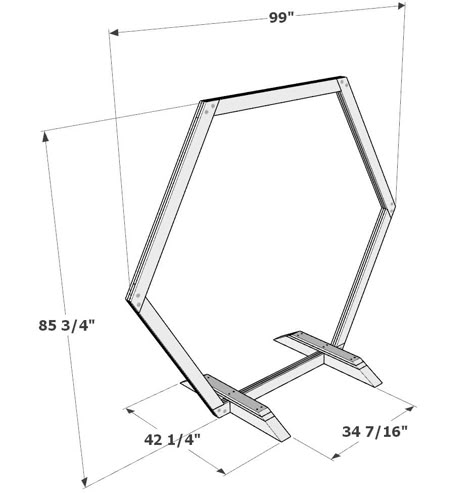 Portable Hexagon Wedding Arbor, Build Your Own Wedding Arch, Diy Hexagon Arch, Octagon Arbor Wedding, Wood Hexagon Backdrop, How To Build An Arch For Wedding, White Hexagon Wedding Arch, Hexagon Alter Wedding, How To Build Wedding Arch