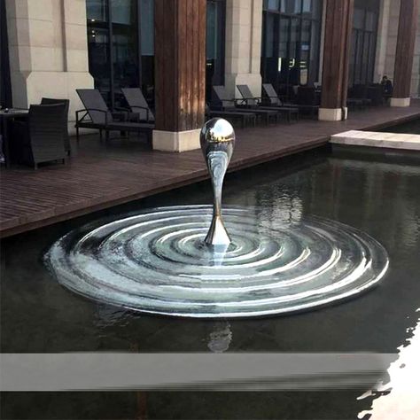 Water Sculpture, A Drop Of Water, Fish Lamp, Drop Of Water, Water Pool, Water Projects, Landscape Architecture Design, 3d Studio, Steel Sculpture