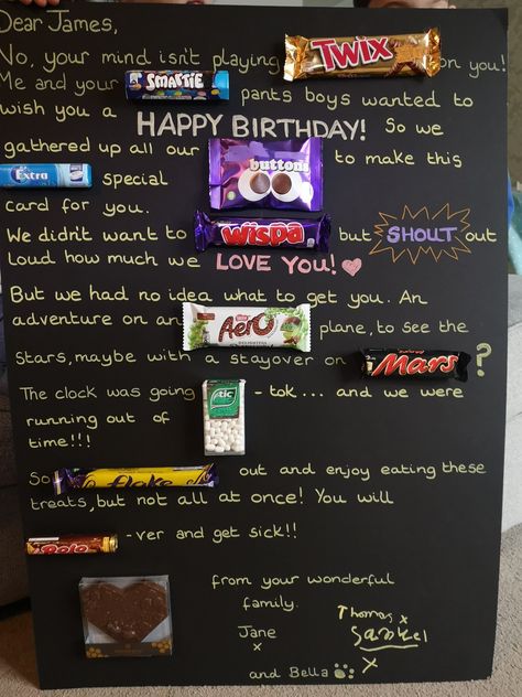 Chocolate Birthday Card Ideas, Chocolate Card Ideas, Birthday Chocolate Bar Card, Chocolate Birthday Card, Fathers Day Chocolate, Birthday Boards, Chocolate Bar Card, Dad Birthday Cakes, Chocolate Card