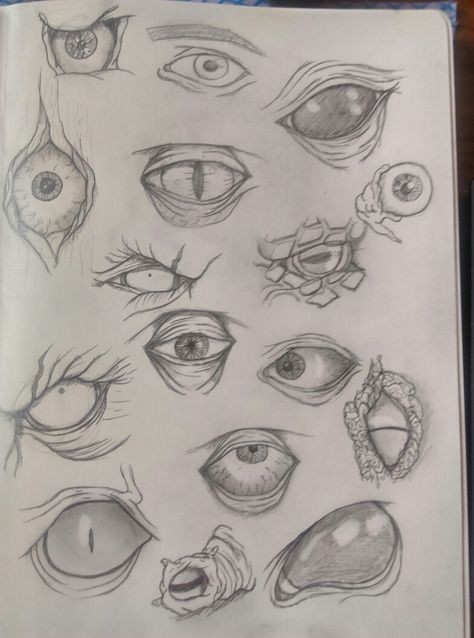 Cool Sketch Ideas Eyes, Creepy Eye Drawing Reference, Possessed Eyes Drawing, One Eyed Monster Drawing, Creepy Eyes Reference, Anime Demon Eyes Drawing, Demonic Drawings Sketches, Scary Eyes Demons, Creature Eyes Drawing