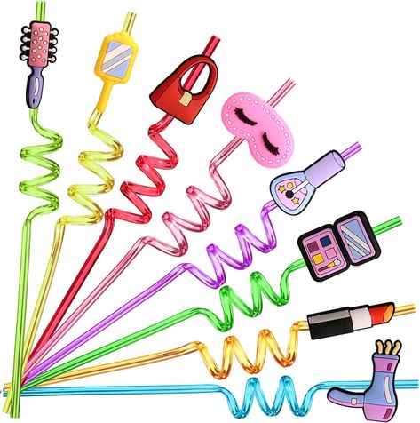 24 Makeup Party Favors Reusable Plastic Straws for Girls Kids Baby Spa Themed Birthday Party Supplies Decorations with 2 Cleaning Brushes Spa Themed Birthday Party, Makeup Birthday Party, Spa Party Favors, Baby Spa, Girl Spa Party, Fest Temaer, Girls Birthday Party Themes, Spa Birthday Parties, Spa Birthday