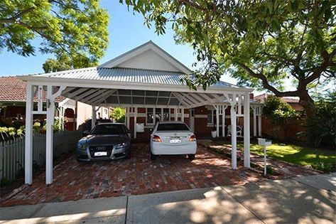 Free Standing Carport, Building A Carport, Carport Kits, Carport Plans, Pergola Carport, Double Carport, House Fence Design, Building A Garage, Carport Garage