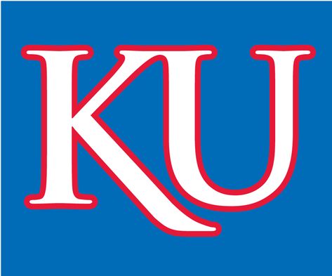 Kansas Jayhawks Alternate Logo (2006-Pres) - A white KU with red outline on a blue background. Ku Basketball, Kansas Jayhawks Basketball, Kansas Basketball, Dark Logo, Red Outline, Rock Chalk Jayhawk, Ku Jayhawks, Frat Coolers, Rock Chalk