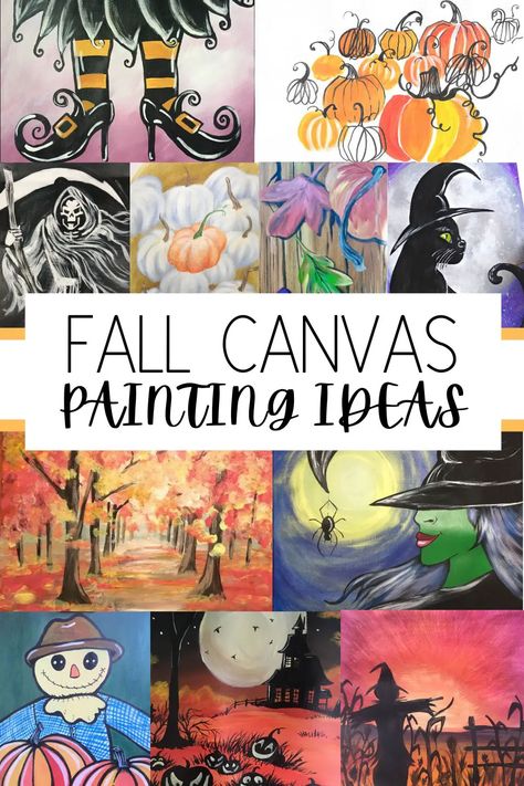 Fun fall canvas painting ideas every beginner painter must try as Autumn approaches! Diy Canvas Art For Beginners, Fall Sip And Paint Ideas For Beginners, Fall Wine And Canvas Ideas, Fall Wine And Paint Ideas, Fall Diy Painting Ideas, Fall Paint Ideas On Canvas, Simple Painting Ideas On Canvas Acrylics, Thanksgiving Paintings On Canvas Easy Step By Step, Fall Canvas Painting Ideas Couples