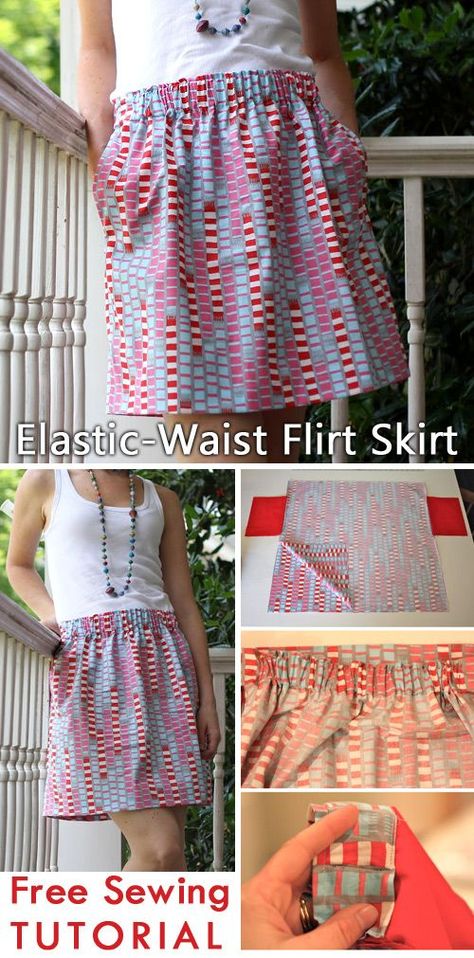 Plus Size A Line Skirt Pattern, Elastic Waist Skirt Pattern Free, Skirt Patterns Sewing Elastic Waist, Elastic Skirt Tutorial, Aline Skirt Pattern, A Line Skirt Pattern Free, Elastic Waist Skirt Diy, Elastic Waist Skirt Pattern, Sew A Skirt