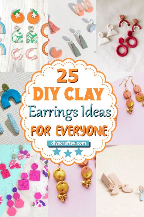 25 DIY Clay Earrings Ideas For Everyone Easy Polymer Clay Ideas Jewelry, Diy Air Dry Clay Earrings, Easy Clay Earrings For Beginners, Sculpey Clay Earrings, Air Dry Clay Earrings Diy Ideas, Polymer Clay Jewelry Diy For Beginners, Polymer Clay Ideas To Sell, Diy Polymer Clay Earrings Ideas, Diy Clay Earrings Tutorials