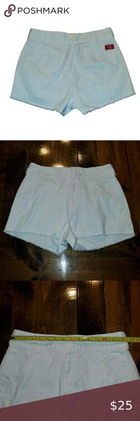 DICKIES - white Cutoff Jean shorts Size 7 / 27 Cutoff Jean Shorts, White Jean Shorts, Dickies Pants, No Problem, Cute Fashion, Cut Off, White Jeans, Jean Shorts, The Social