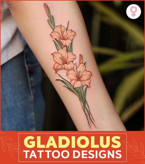 Sunflower Gladiolus Tattoo, Gladiolus Spine Tattoo, Daisy And Gladiolus Tattoo, August Birth Flower Tattoo Gladiolus, Gladiolus Tattoo Color, Poppy And Gladiolus Tattoo, August Birth Flower Tattoo Gladioli, Gladiolus Tattoo Simple, Gladiolus Tattoo Design