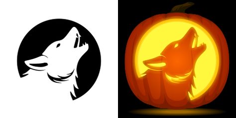 Howling wolf pumpkin carving stencil. Free PDF pattern to download and print at http://pumpkinstencils.org/download/howling-wolf-pumpkin-stencil/ Wolf Pumpkin Carving, Wolf Pumpkin, Disney Pumpkin Stencils, Disney Pumpkin Carving Templates, Pumpkin Carving Stencils Templates, Cat Pumpkin Carving, Moon Pumpkin, Printable Pumpkin Stencils, Pumpkin Carving Patterns Free