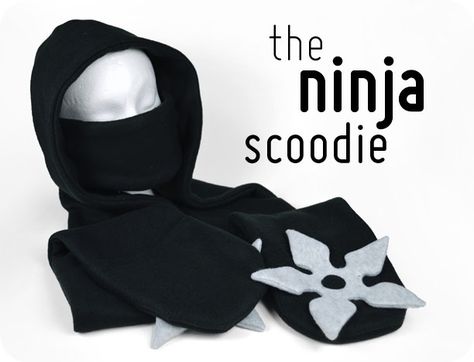 Freebie Friday! The Ninja Scoodie Ninja Scarf, Ninja Hat, Ninja Mask, Ninja Birthday, Diy Kostüm, Freebie Friday, Sewing Tutorials Free, Cosplay Tutorial, Hooded Scarf