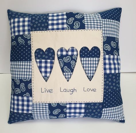 Sewing Pattern - Rustic Heart Applique Cushion Cover | Cojines floreados, Almohadas bordadas, Almohadas divertidos . #Sewing_Terms #Patchwork_Diy #Applique_Cushions #Cushion_Cover_Pattern Sewing Terms, Patchwork Diy, Applique Cushions, Cushion Cover Pattern, Heart Applique, Sewing Cushions, Applique Pillows, Quilt Square Patterns, Simple Sewing