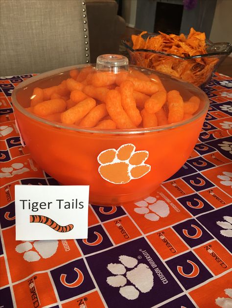 Tiger Centerpieces Table Decorations, Clemson Birthday Party Ideas, Clemson Graduation Party, Clemson Birthday, Clemson Party, Clemson Tailgate, Baseball Team Party, Garfield Birthday, Clemson Baseball