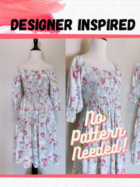 Here is a romantic DIY cottagecore dress inspired by LoveShackFancy dress. The beauty of this aesthetic dress is it was so easy to make no pattern needed. #cottagecoredressDIY Cottagecore Patterns, Cottagecore Dress Pattern, Dress From Scratch, Cottagecore Diy, Cottagecore Pattern, Sewing Dresses For Women, Diy Cottage, Loveshackfancy Dress, Sew A Dress