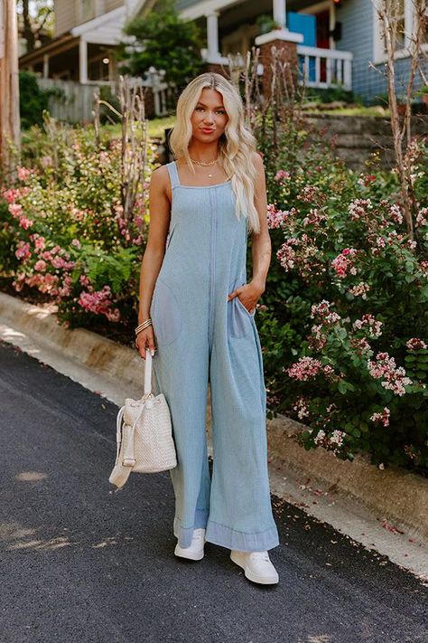 Cue The Charm Wide Leg Waffle Knit Jumpsuit in Sky Blue | Impressions Online Boutique Wildflower Fields, Summer Soiree, Impressions Online Boutique, Knit Jumpsuit, Sweater Crop, Crop Top Sweater, Crop Top Blouse, Curve Dresses, Weekend Vibes