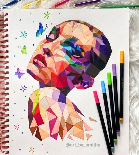 Imaginative Drawing Pencil Colours Art Drawings, Cubist Drawing, Color Markers Art, Pencil Colour Painting, Geometrical Art, Pencil Drawing Images, Abstract Pencil Drawings, Abstract Sketches, Wpap Art