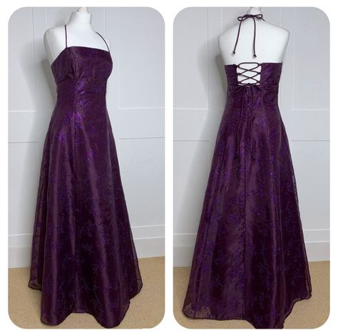 Vintage Purple Prom Dress, Purple Vintage Prom Dress, 00s Prom Dress, 90s Prom Dresses, Vintage Dresses For Sale, Grad Outfits, Purple Halter, Vintage Prom Dress, Pity Party