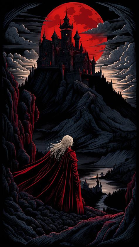 Vampire Wallpaper Aesthetic, Castlevania Aesthetic, Dracula Wallpaper, Dracula Fanart, Vampire Aesthetic Wallpaper, Medieval Wallpaper, Vampire Wallpaper, Dracula Art, Helloween Wallpaper