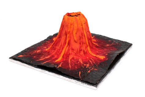 How to Make a Clay Volcano #Science #Volcano #AirDryClay Volcano Diy, Science Volcano, Diy Volcano Projects, Light Orange Paint, Volcano Science Projects, Volcano Project, Volcano Model, Making A Volcano, Volcano Projects