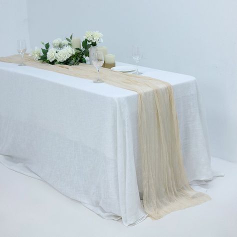 10FT Gauze Table Runner Cheesecloth Fabric For Wedding Arch, Arbor Decor - Cream Wedding Arbor Decor, Wedding Centerpeices, Arch Arbor, Gauze Table Runner, Arbor Decor, Cheesecloth Table Runner, Wedding Arbor, Wedding Arch Rustic, Boho Table Runner