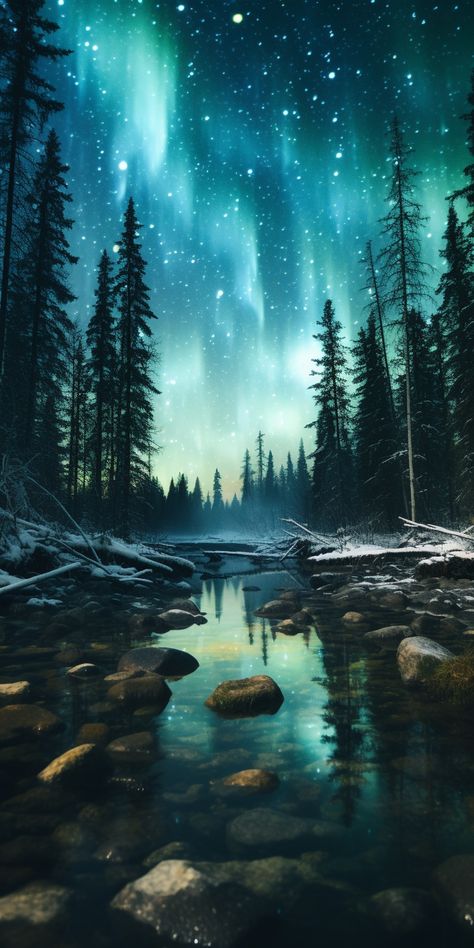 Galaxy Pics, Winter Phone Wallpaper, Season Wallpapers, Mythical Places, Northern Lights Tattoo, Wallpapers Winter, Winter Wonderland Wallpaper, Landscape Reference, Winter Iphone