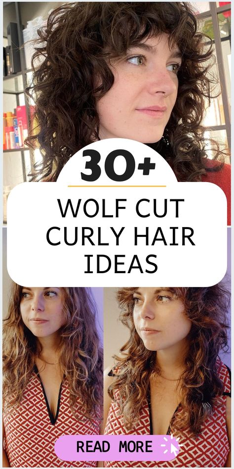 Discover the untamed beauty of wolf cut curly hair styles for a bold and fearless look that showcases your inner strength and uniqueness. Whether you prefer tousled layers or shaggy bangs, these hair inspirations are designed to complement your curls with a daring touch. Let your curls roar with confidence and make a fierce style statement that is all about embracing individuality and self-expression without holding back. Curly Hair Wolf Haircut, Bad Curly Haircut, Fox Haircut Curly Hair, Wolf Cut Shaggy Hair, Shaggy Haircuts Medium Curly, Curly Shag Without Bangs, Wolfcut For Curly Hair, Wolf Curly Haircut, Wolf Cut Updo Hairstyles