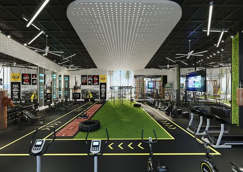 Gym 3d Design, Gym Interiors Modern, Gym Concept Design, Modern Fitness Gym Interior Design, Modern Gym Aesthetic, Personal Training Gym Design, Crossfit Design Interior, Commercial Gym Interior Design Ideas, Personal Gym Design