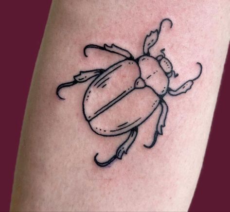 Beetle Flash Tattoo, Minimalist Beetle Tattoo, Fine Line Style Tattoo, Beetle Bug Tattoo, Beetle Drawing Tattoo, Junebug Tattoo Ideas, Minimalist Bug Tattoo, Simple Bug Tattoo Ideas, June Bug Tattoo Design