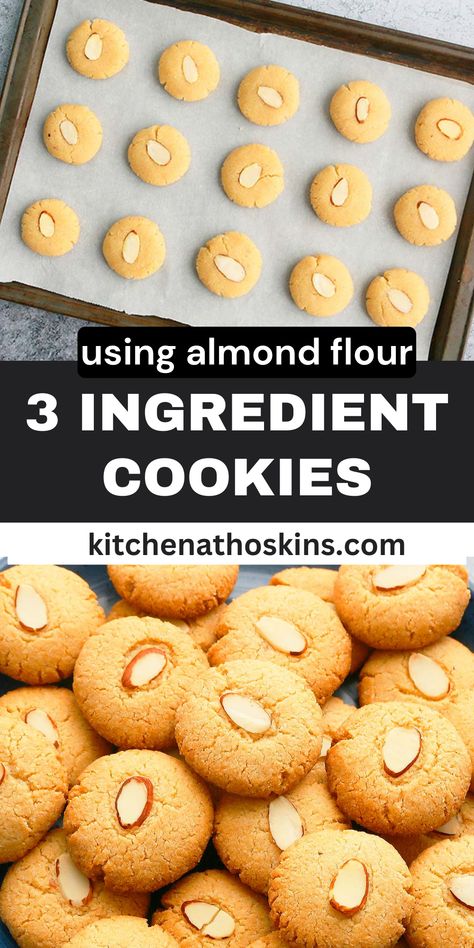 3 Ingredient Cookies are outrageously good! They are buttery without any butter, crisp yet tender, mildly sweet, and are made with only 3 ingredients. Almond Flour Dessert Recipes, Almond Flour Recipes Desserts, Almond Flour Shortbread Cookies, Flour Desserts, Cookies 3 Ingredients, Almond Flour Shortbread, Almond Flour Desserts, Easy Shortbread Cookie Recipe, Make Almond Flour