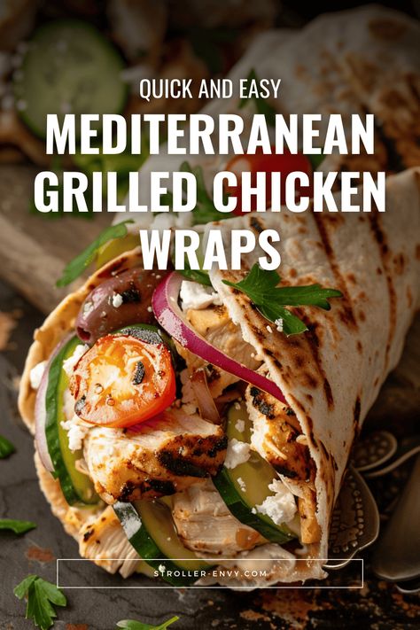 Healthy Mediterranean Grilled Chicken Wraps Grilled Chicken Lunch Ideas Healthy, Grilled Chicken For Wraps, Chicken Marinade For Wraps, Mediterranean Chicken Wrap Recipes, Grill Chicken Wrap, Grilled Chicken Wraps Healthy, Lazy Dinner Ideas Quick Healthy, Healthy Chicken Wraps For Lunch, Grilled Chicken Meal Ideas